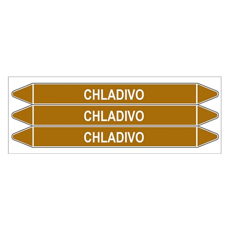 Značení potrubí, chladivo,3 ks, 355 × 37 mm